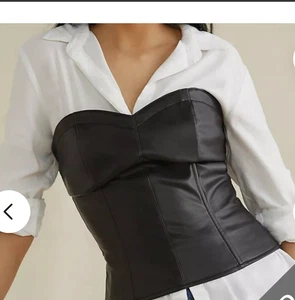 Anthropologie Eri + Ali Kunstleder Bustier Korsett Top schwarz SP - Bild 1 von 8
