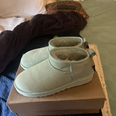 UGG "Classic Ultra Mini" Sky Blue (aqua)  sz 7 wms ~AUTHENTIC~ **NEW IN BOX!** - Image 1 of 4