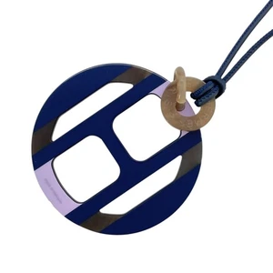 HERMES H Equipe Necklace Lila SV Clasp Buffalo Horn #616 - Picture 1 of 9