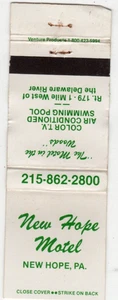 New Hope Motel-New Hope, Pa. Vintage Matchbook Cover - Picture 1 of 2