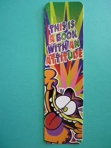 Vintage 90s GARFIELD Tab Bookmark THIS IS A BOOK WITH ATTITUDE  Antioch - Picture 1 of 3