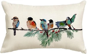 RABUSOFA Christmas Pillow Covers 12x20 Inch Birds 20 x 12 (Pack of 1), Blue  - Picture 1 of 7