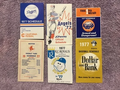 POCKET SCHEDULE MLB 1977 DODGERS RED SOX ANGELS ASTROS PIRATES RANDOM LOT OF 6 - Image 1 of 4