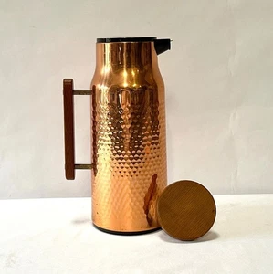 COPPER WOOD THERMOS CORNING DESIGNS MCM JAPAN 12" great shape vtg coffee mug 1 - Picture 1 of 12