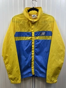 True Vintage 1970s New Balance Nylon Windbreaker Jacket Men’s Medium Yellow Blue - Foto 1 di 9