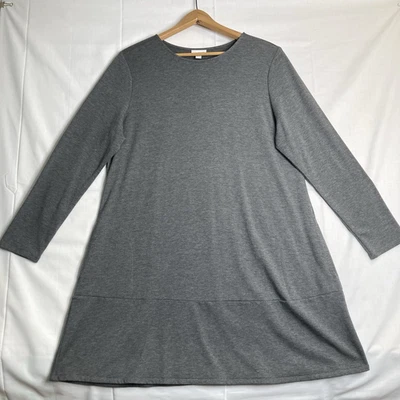 Vestido PURE JILL by J. JILL Luxe Tencel Línea A LS GRANDE Gris Minimalista Suave Foto 1 de 4