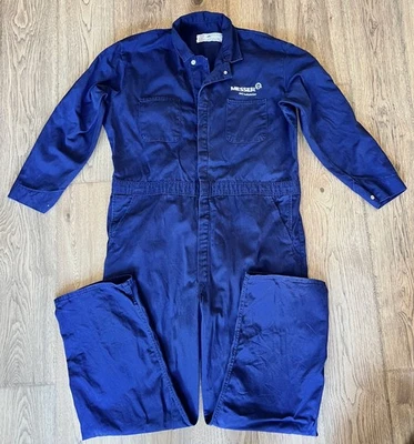Vintage Red Kap Coveralls XL Snap Front Navy Blue Overalls Messer Logo Sz 50-RG - Image 1 of 4