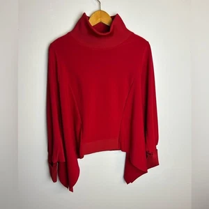 IC Collection Pullover Pulli S Oversize Lagenlook Rot Old Money Rollkragen - Bild 1 von 14