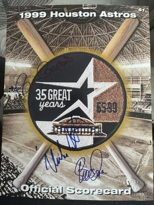Mike Scott Cesar Cedeno Signed 1999 Houston Astros Astrodome official scorecard - Image 1 of 3