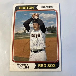 1974 TOPPS #427 BOBBY BOLIN AUTOGRAPHED Card - Boston Red Sox - Picture 1 of 6