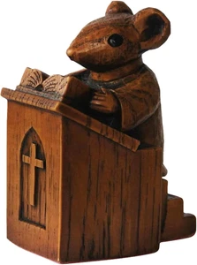 Church Mouse Statue, Wooden Church Mouse in the Pulpit Collectible Figurine for - Picture 1 of 12