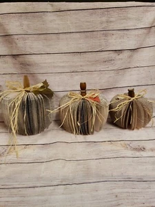 SET 3 DIY BOOK PUMPKIN CRAFT SM SET FALL FARMHOUSE COTTAGE 6" VINTAGE SPINDLE - Picture 1 of 3