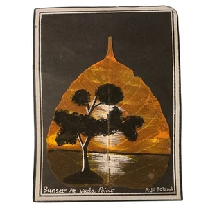 Leaf Art Painting Sunset At Vuda Point Fiji Island Tropical Nature Landscape - Imagen 1 de 21