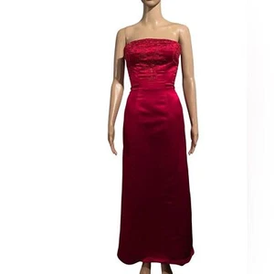 Vtg 90s Y2K Bill Levkoff Strapless Column Gown Beaded Prom Homecoming Red 0 - Picture 1 of 5
