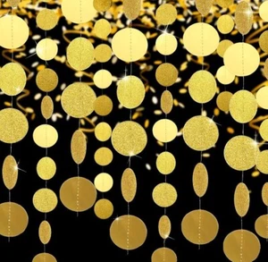 Champagne Gold Paper Circles Hanging Garland Photo Backdrop Party Decor - Picture 1 of 3