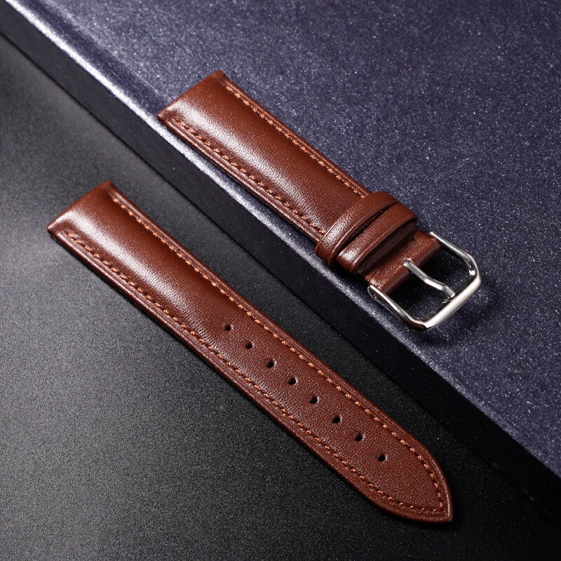 Watch Band Strap Top Layer Calf Genuine Leather Wristwatch Belt 20mm Brown