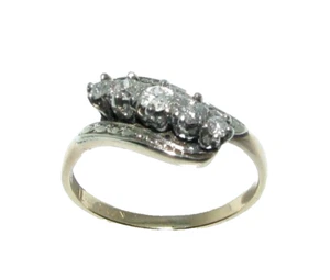 Donna 18ct 18carat Oro Giallo, Platino & Diamante Anello Misura UK K - Foto 1 di 9