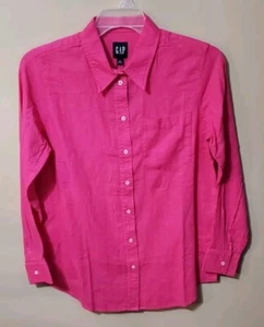 Gap Women's Linen Button Down Top Size Medium Beetroot Purple Pink NWT  - Picture 1 of 12