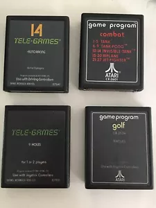 4 Atari 2600, 1980s Video Games Combat Golf Tele - Games Auto racing & 9 Holes - Picture 1 of 6