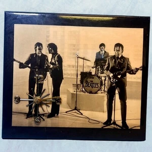 Vintage 1970s 80s Wood Lacquered Beatles Clock Plaque Wall Hanging 15 X 13” - Picture 1 of 5
