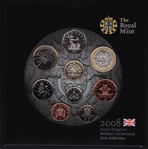 2008 UK Brilliant Uncirculated Coin Collection 9 coin set - Picture 1 of 1