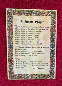 Postcard ~ A Simple Prayer ~ St Francis ~ UNMAILED - Picture 1 of 2