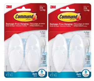 Command Medium Hooks With Water Resistant Adhesive Holds 3 lbs 2 Pack - Picture 1 of 5
