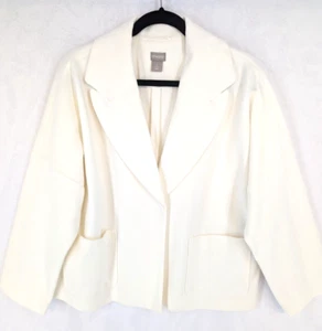 Chico Mujer 2 Grande Marfil Mangas 3/4 Fieltro Chaqueta Todavía Tachonado Nuevo Sin Etiquetas - Imagen 1 de 14
