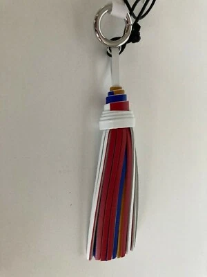Rebecca Minkoff Handbag Leather Tassel Key Fob White Multi Silver Hardware - NWT - Image 1 of 4