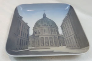 Vintage 1940er Bing & Grondahl quadratische Schmuckschale - Frederik's Church 4-7/8" quadratisch - Bild 1 von 7