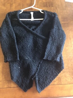 CHEROKEE GIRLS BLACK KNIT SWEATER CROP SHRUG GIRLS SEQUIN FESTIVE SM 6/6X - Image 1 of 4