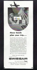 SWISSAIR 1953 THESE HANDS PLAN YOUR TRIP TRAVEL AGENTS DC-6 AD - Bild 1 von 1