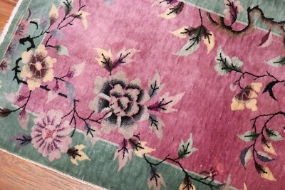 Alfombra antigua china Art Deco tamaño 3'x4'9"" Foto 1 de 4