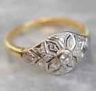 Art Deco Style 1.50 Ct Round Lab Created Diamond Wedding Yellow Gold Plated Ring