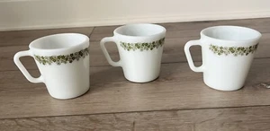 3• Pyrex Milk Glass Coffee Mug Cup Spring Blossom Crazy Daisy D Handle #1410 VTG - Picture 1 of 13
