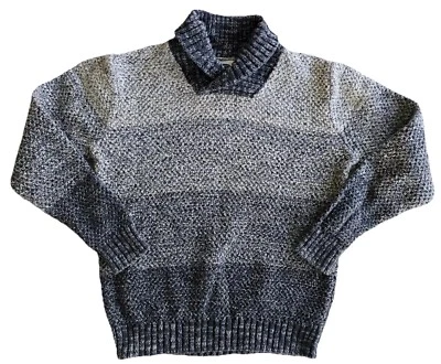 Suéter Antiguo Azul Marino Juvenil Pequeño 100% Algodón Cuello Gris Degradado Foto 1 de 4
