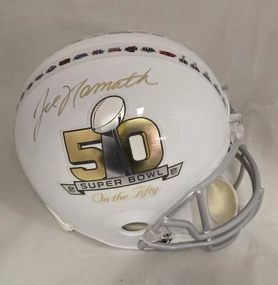 Joe Namath Signed Super Bowl 50 Full Size Replica Football Helmet JSA NY Jets  - Image 1 of 4