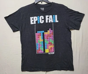 Tee Lov Tetris EPIC FAIL grau Shirt Größe L schwarz blau gebraucht - Bild 1 von 4