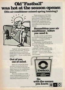 1977 Vintage Print Ad Delco Old Fastball hot at season opener Air Conditioner - Picture 1 of 2