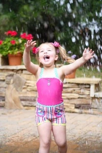 Wildflowers Clothing La La Land Kiddy Pool Pink  One Piece Swimsuit size 14 EUC - Picture 1 of 12