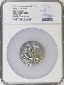 2023 Cameroon 2 oz Leda & the Swan Celestial Beauty HR Silver Coin NGC 70 FR - Picture 1 of 6