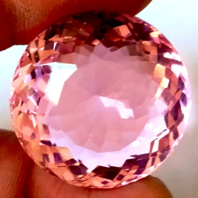 AAA+ Large Pink Kunzite 76.05 Ct. Round Cut FacetedLoose Gemstone Ring & Pendant - Image 1 of 4
