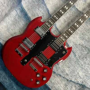 Transparent Red SG Double-head Electric Guitar 12Strings+6 Strings Mahogany Body - Picture 1 of 10