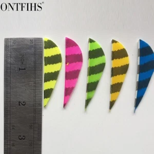 24PCS New 2inch Parabolic Striped Archery Fletches Feathers Fletching RW - Picture 1 of 17