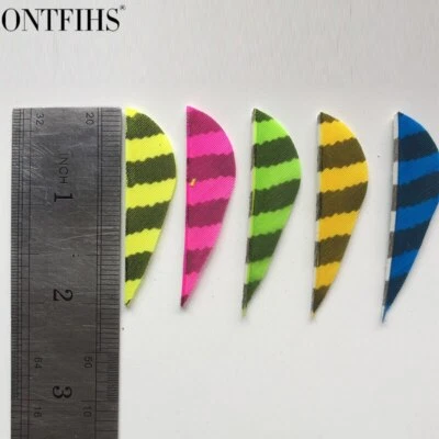 24PCS New 2inch Parabolic Striped Archery Fletches Feathers Fletching RW - Image 1 of 4