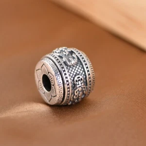 I05 Anhänger Rolle mit Blume und Pixiu Glücksdrache Feinsilber 999 - Bild 1 von 10