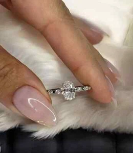 1.18Ct Oval Cut Lab Grown Diamond Wedding Ring 14K White Gold IGI Certified - Picture 1 of 12