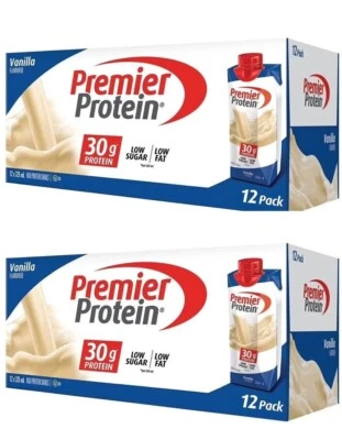 NEW Premier Protein Vanilla Protein Shake Workout Fuel Drink 24 x 325mL Bulk Buy