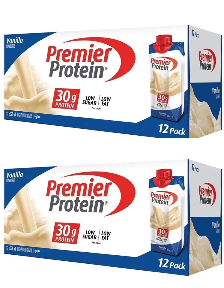 NEW Premier Protein Vanilla Protein Shake Workout Fuel Drink 24 x 325mL Bulk Buy