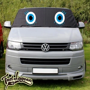 VW T5 Screen Cover Window Wrap Frost Black Out Blind Curtain Eyes Campervan Blue - Picture 1 of 4